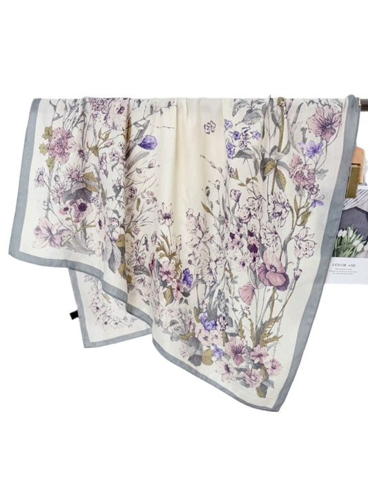 Scarvii - Boho Lightweight Floral-Print Square Scarf