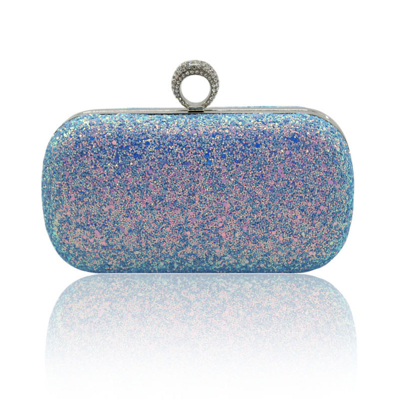 Sequin Evening Clutch Bag with Ring Handle