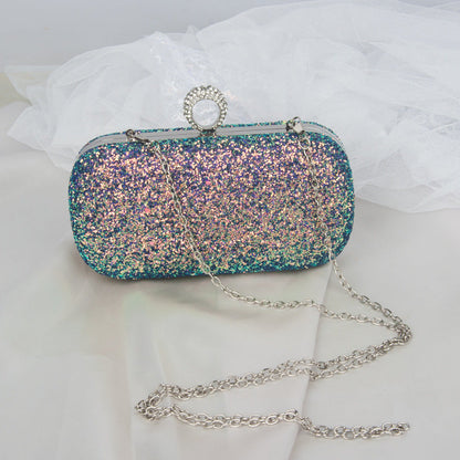 Sequin Evening Clutch Bag with Ring Handle