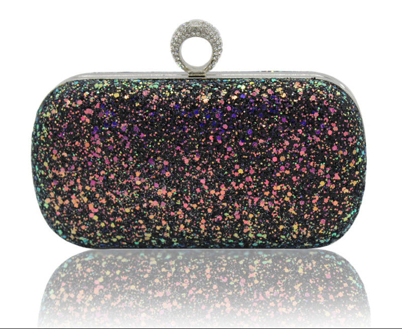Sequin Evening Clutch Bag with Ring Handle