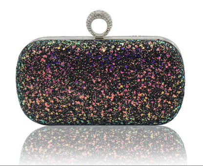 Sequin Evening Clutch Bag with Ring Handle