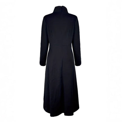 Solid Color Slim High Neck Waist Long Sleeve Dress