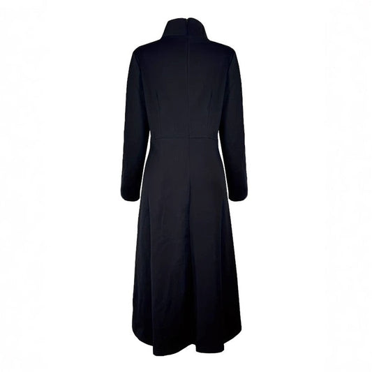 Solid Color Slim High Neck Waist Long Sleeve Dress