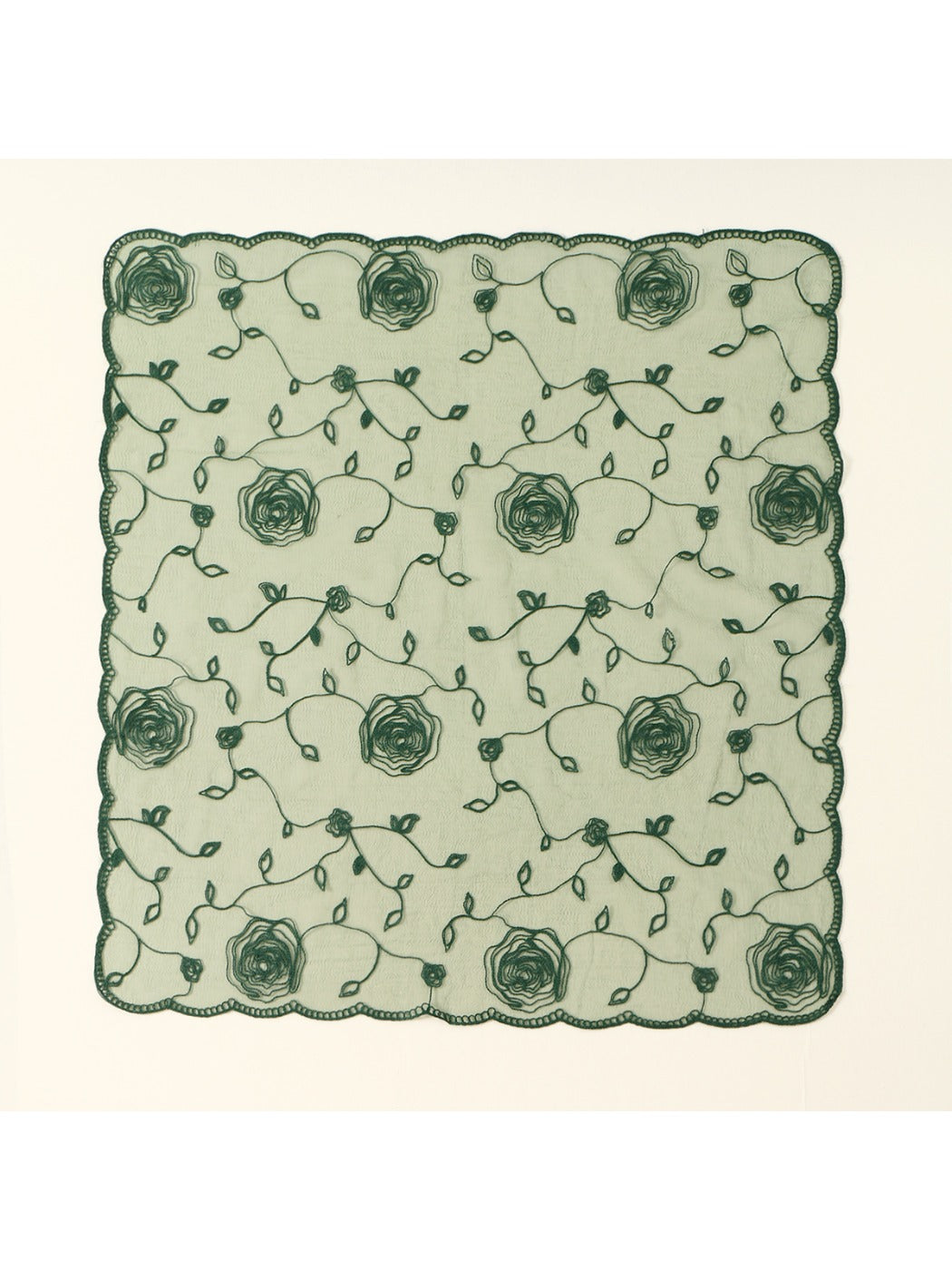 Haila - Rose Embroidery Polyester Square Scarf Shawl