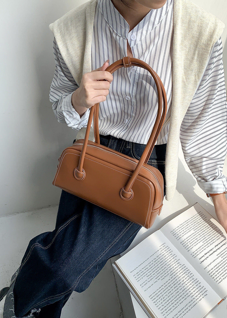 Mini Shoulder Bag Faux Leather Compact Design