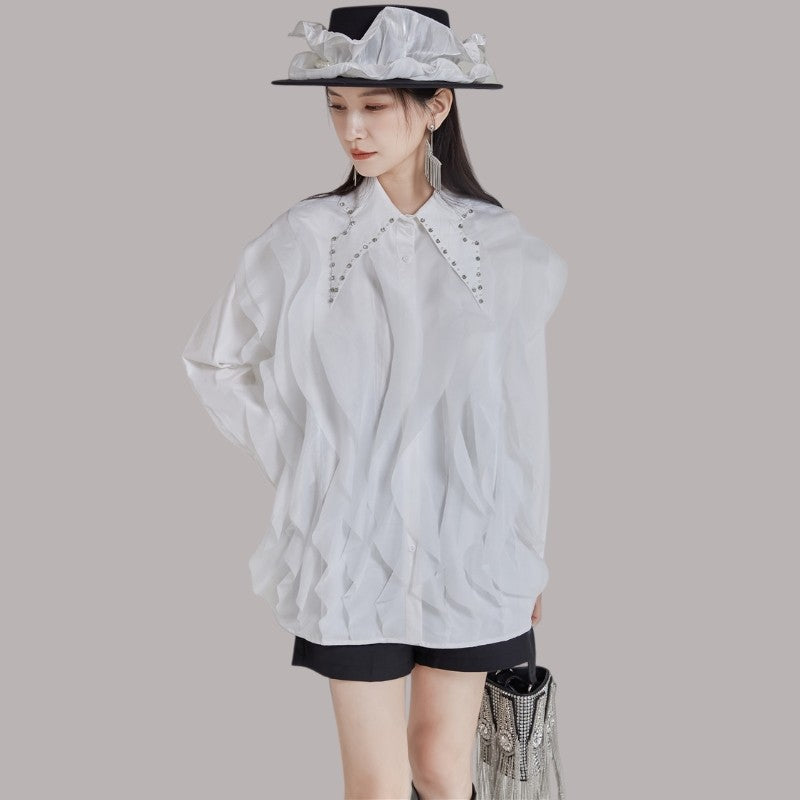 Rhinestone Collar Shirt