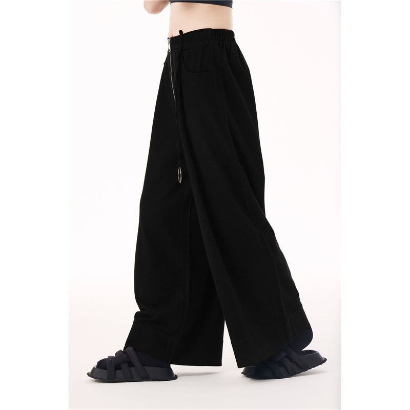 High Waist Wide Leg Pants With Zipper Loose Fit