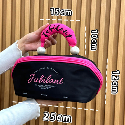 Cute Color Block Large Capacity Makeup Bag