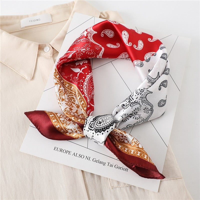 Vintage Elegant Geometric Pattern Silk Scarf