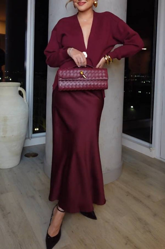 Flowing fishtail maxi skirt