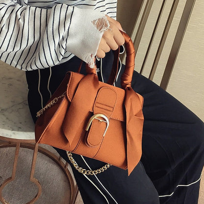 Velvet Bowknot Buckle Handbag
