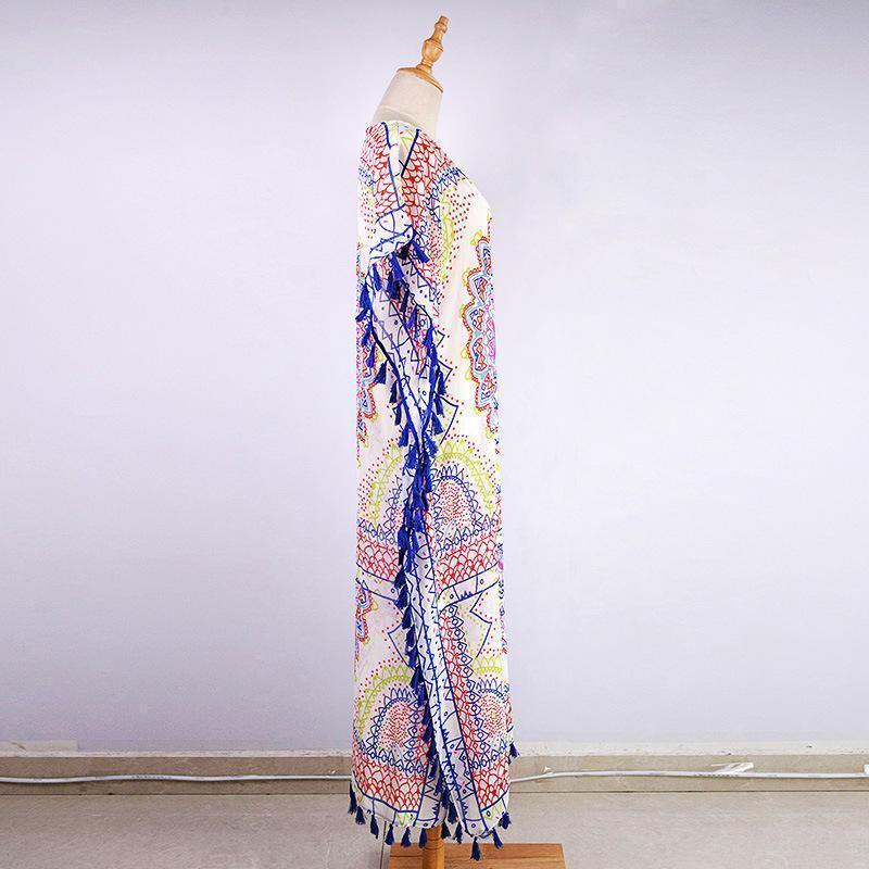 Summer Tassel Long Beach Split Maxi Dress