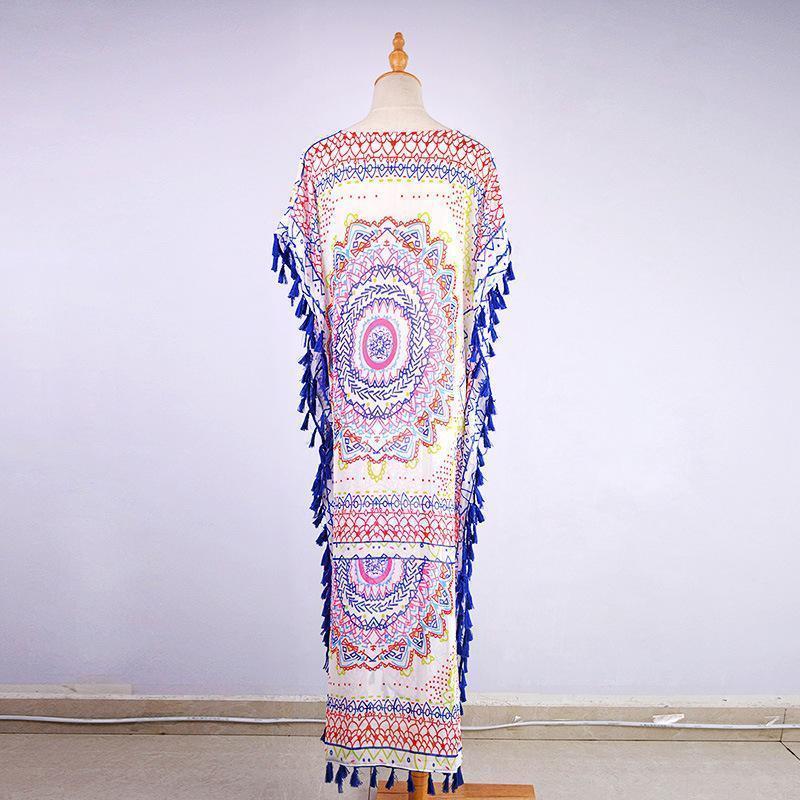 Summer Tassel Long Beach Split Maxi Dress