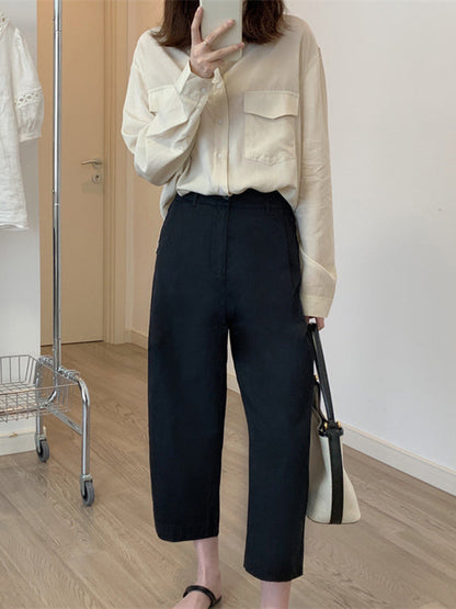 High Waisted Loose Solid Color Casual Pants Bottoms