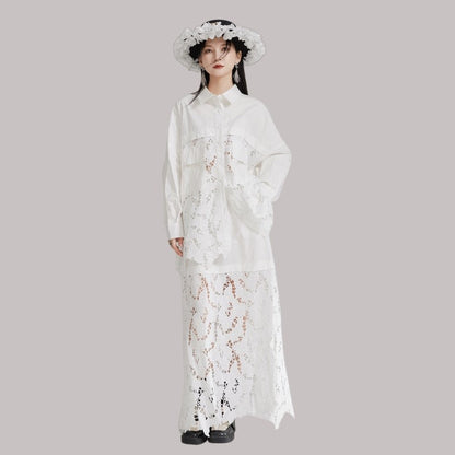 Lace-Trimmed Panel Skirt
