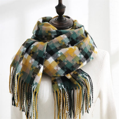 Fashion Mid-Length Imitated Cashmere Tassled Shawl Scarf
