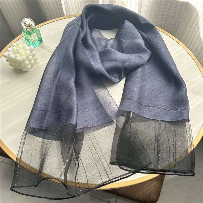 Fashion Plaid Scarf With Gold Trim