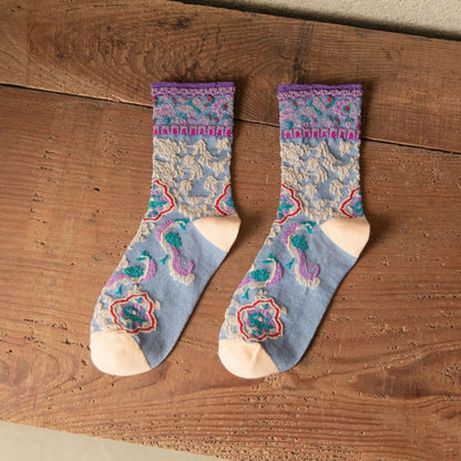 Rufia - Vintage Pattern Autumn-Winter Mid-Calf Socks
