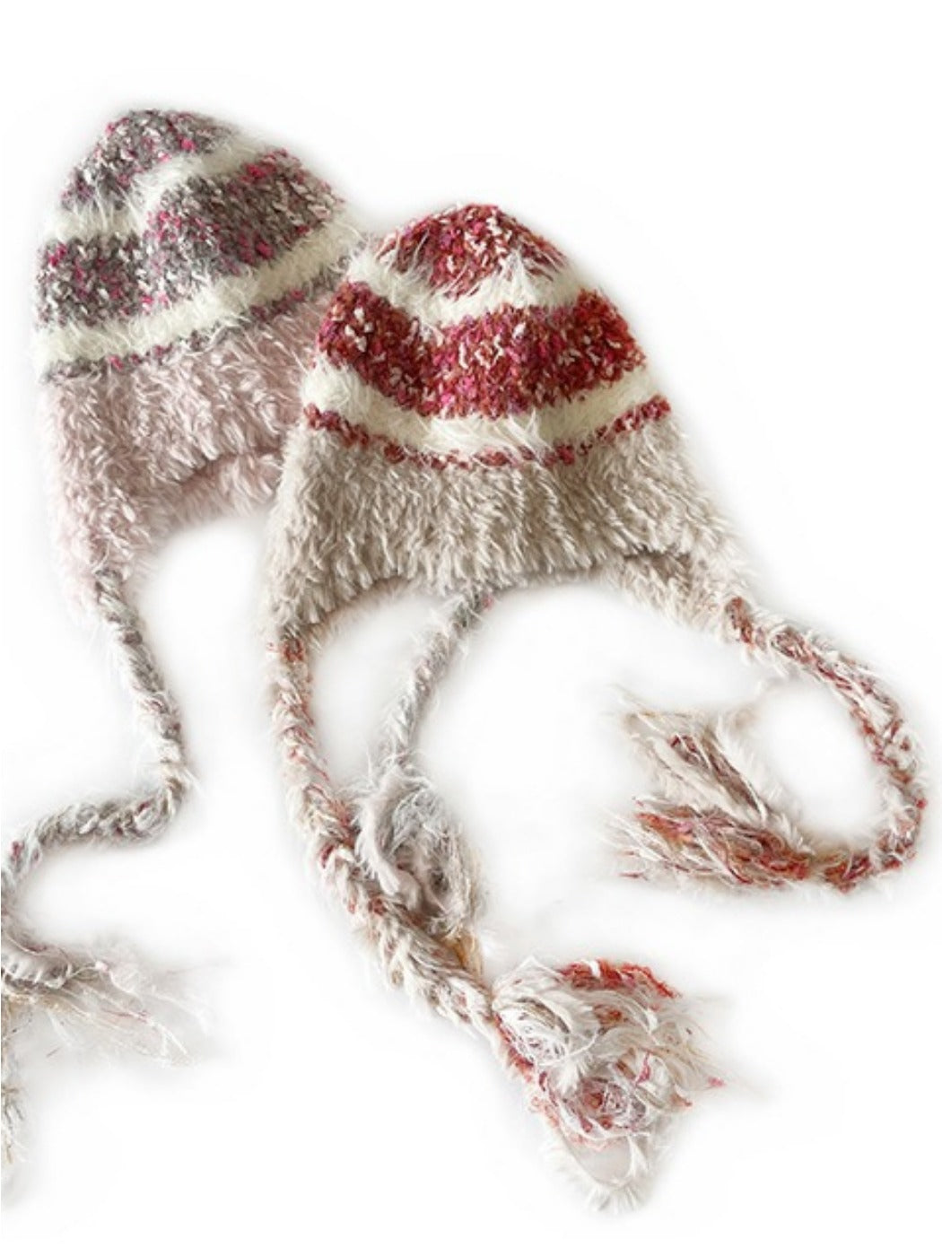 Haila - Minimalist Color-Block Knitted Beanie with Tassel Braids