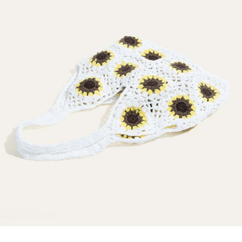 Crochet Granny Square Bag Sunflower Handbag