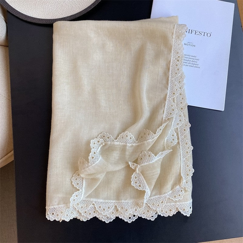 Fashion Lace Crochet Solid Color Long Scarf