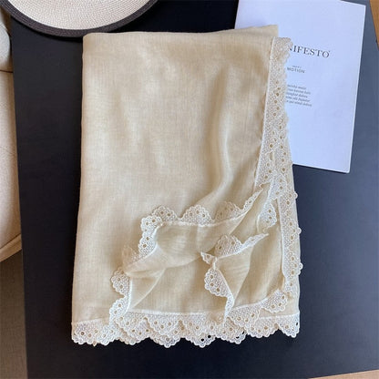 Fashion Lace Crochet Solid Color Long Scarf