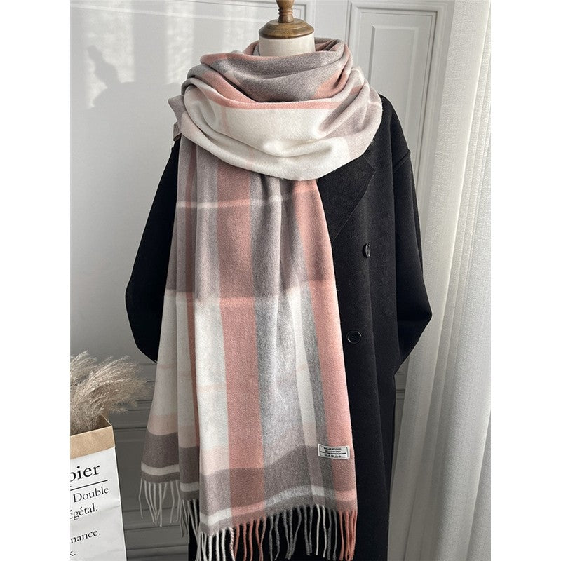 Fashion Plaid Fringe Shawl Scarf
