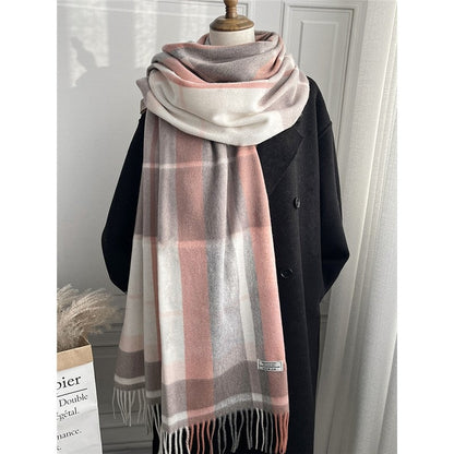 Fashion Plaid Fringe Shawl Scarf