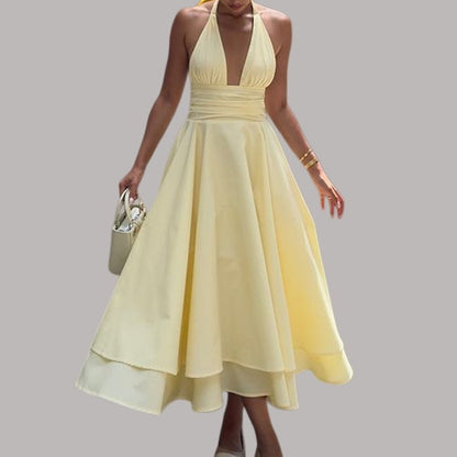 Princess Dress With Neck Wrap Waist Tie