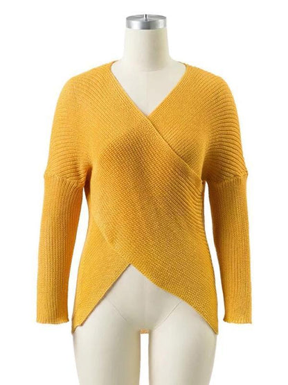 Fashion Cross V-Neck Knitting Sweater Tops