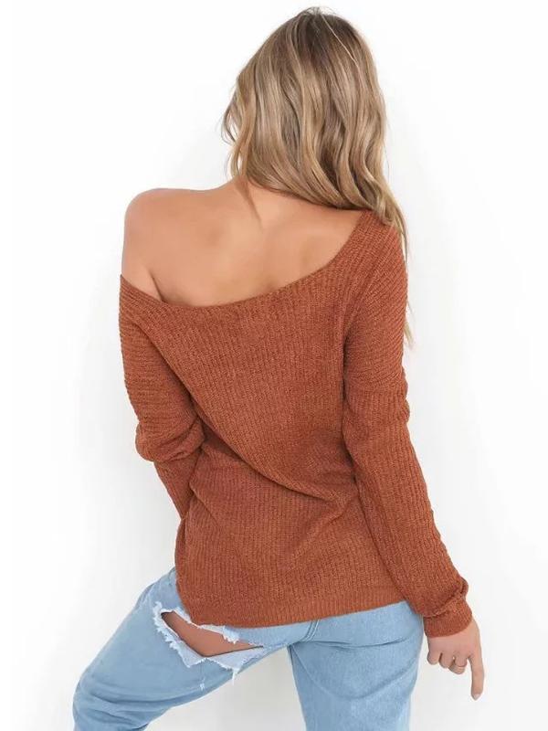 Fashion Cross V-Neck Knitting Sweater Tops