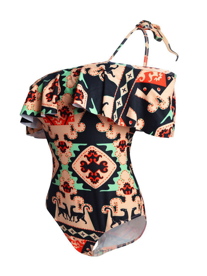 Cape Printed One-Piece Swimsuit Bikini