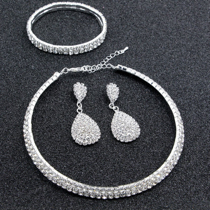 Bridal Crystal Jewelry Set with Necklace, Bracelet, and Earrings