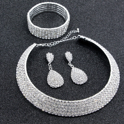 Bridal Crystal Jewelry Set with Necklace, Bracelet, and Earrings