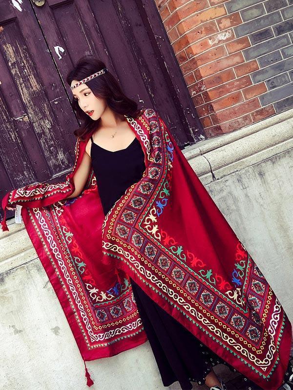 General-Purpose Bohemia Tasseled Scarf&Cap