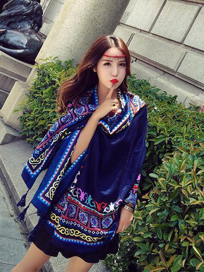 General-Purpose Bohemia Tasseled Scarf&Cap