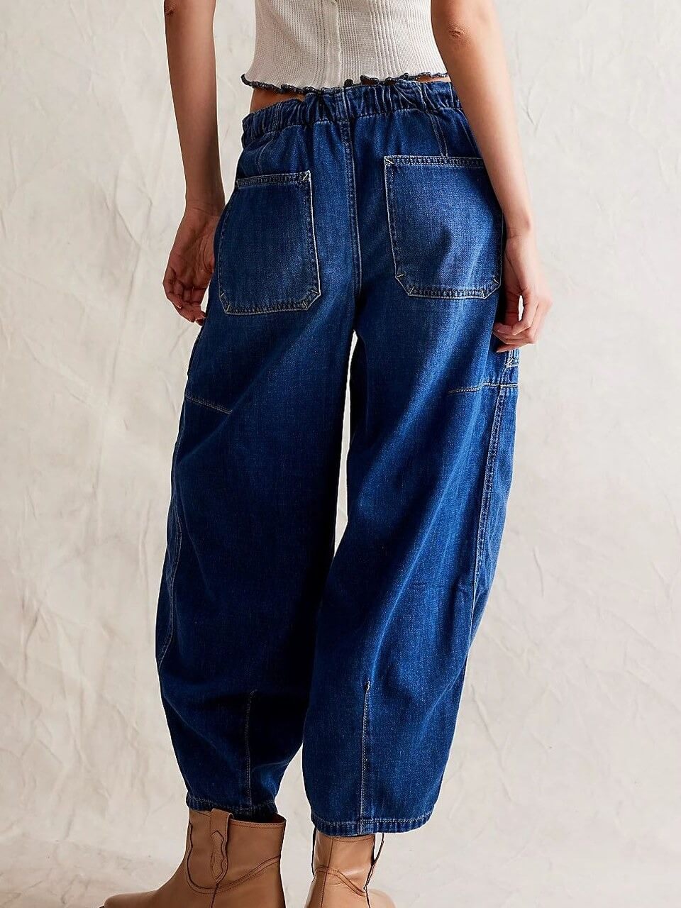 Loose Low Waist Barrel Washed Jeans