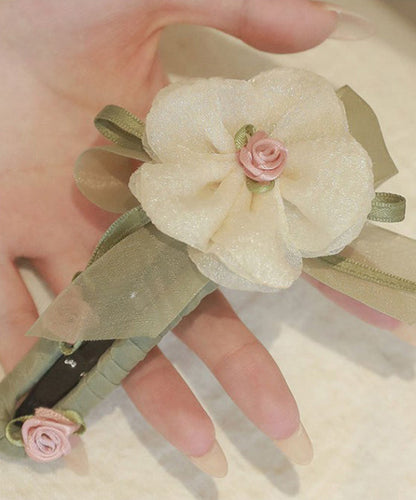 Vintage Light Green Plastic Asymmetrical Tulle Floral Hairpin
