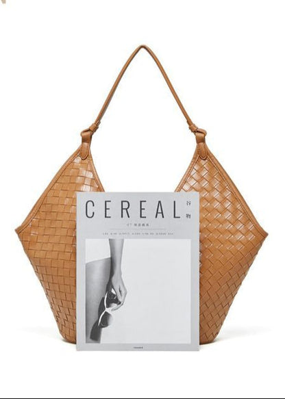 Woven Leather Shoulder Hobo Bag Soft Cowhide