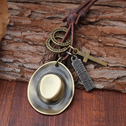 Western Cowboy Hat Pendant With Jewelry Pendant Long Sweater Chain