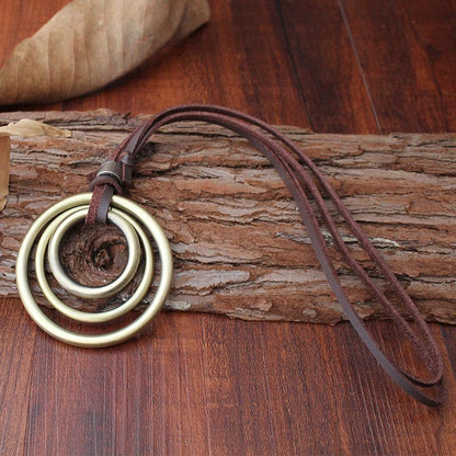 Bohemian Wind Necklace Three-Ring Pendant Accessories Pendant Long Sweater Chain