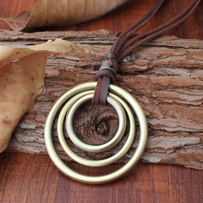 Bohemian Wind Necklace Three-Ring Pendant Accessories Pendant Long Sweater Chain