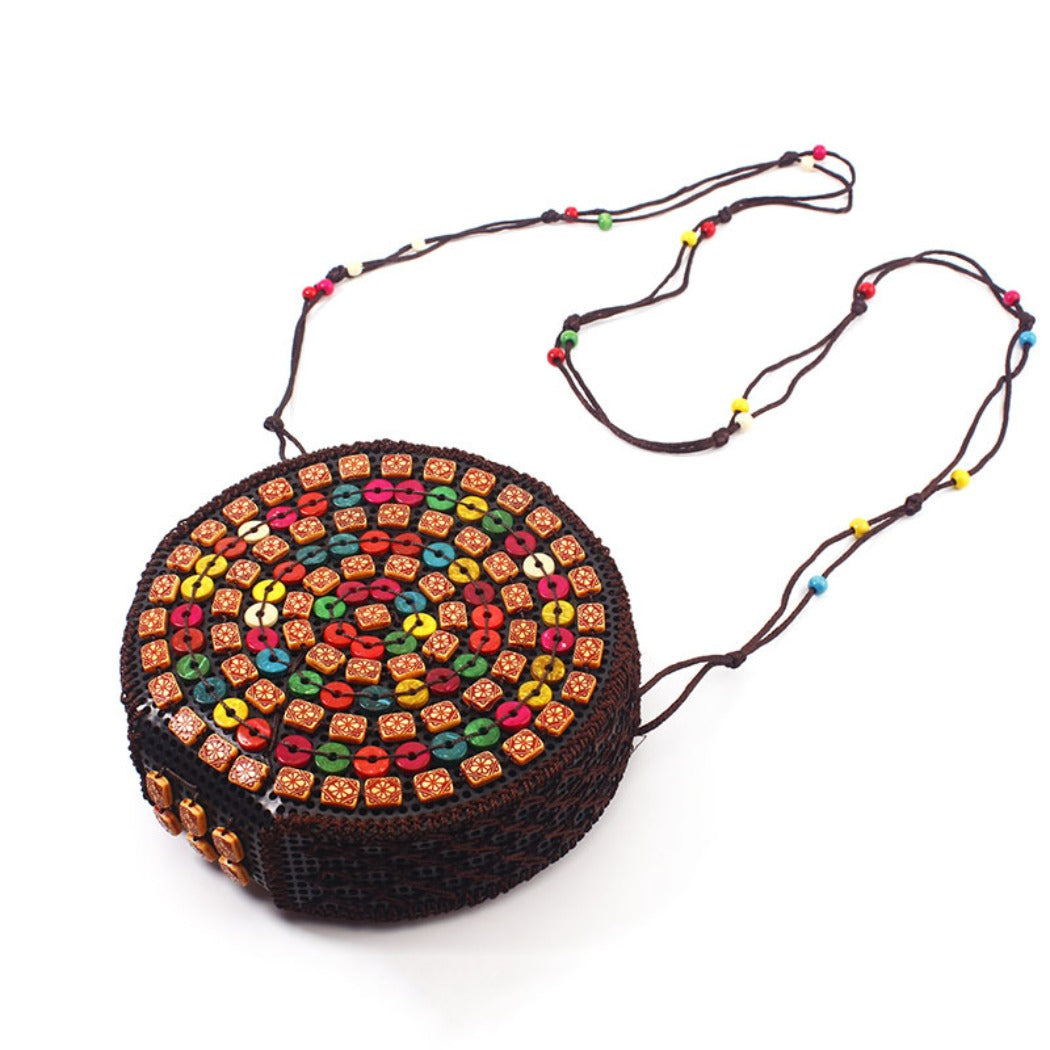 Cosbai - Boho Round Woven Crossbody Bag - Unique &amp; Artistic