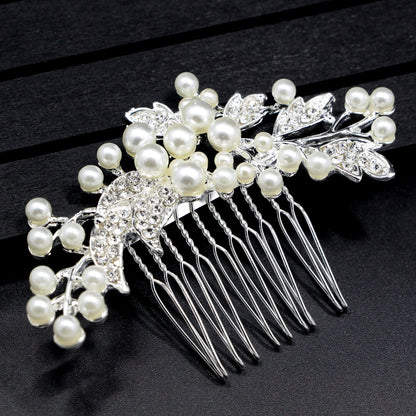 Bridal Pearl Hair Comb With Crystal Accents Silver Alloy Hairpiece