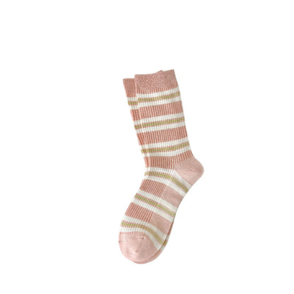 Rufia - Striped Crew Mid-calf Socks - Cute &amp; Sweet