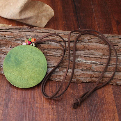 Owl Alloy Pendant With Jewelry Wooden Necklace Long Sweater Chain