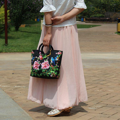 National Style Embroidery Double-Sided Embroidery Portable Versatile Bag