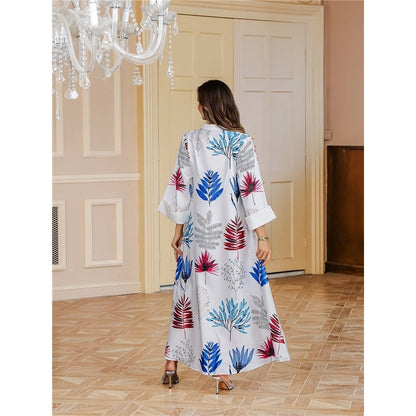 Tribal Print Rhinestone Robe Muslim Abaya
