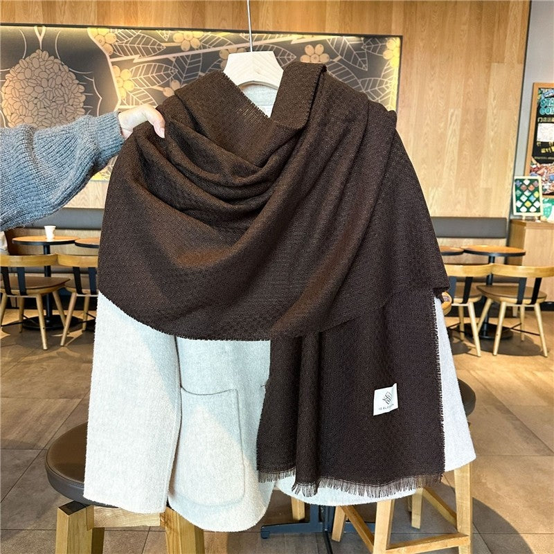 Plaid Fringe Warm Scarf