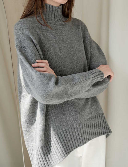Fall Mock Neck Ribbed Knit Oversized Sweater